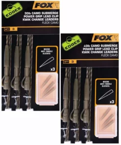 Fox Edges Submerge Camo Power Grip Lead Clip Kwik Change Kit - Ready made leaders