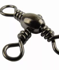 Mustad Black 3 Way Swivels (77700) - Swivels & crimps