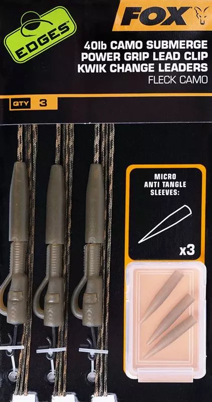 Fox Edges Submerge Camo Power Grip Lead Clip Kwik Change Kit - Ready made leaders 2 Fox Edges Submerge Camo Power Grip Lead Clip Kwik Change Kit - Ready made leaders - Image 2