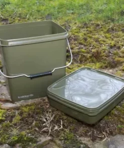 Trakker Olive Square Container 13lt plus Tray - Buckets -Carp Sales Store sizlpxpp636882639016400719