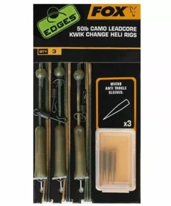 Fox Edges Camo Leadcore Kwik Change Heli Rigs - Ready made leaders
