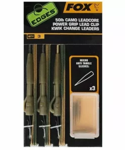 Fox Edges Camo Leadcore Power Grip Lead Clip Kwik Change Leaders - Ready made leaders