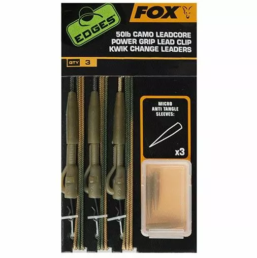 Fox Edges Camo Leadcore Power Grip Lead Clip Kwik Change Leaders - Ready made leaders 1 Fox Edges Camo Leadcore Power Grip Lead Clip Kwik Change Leaders - Ready made leaders